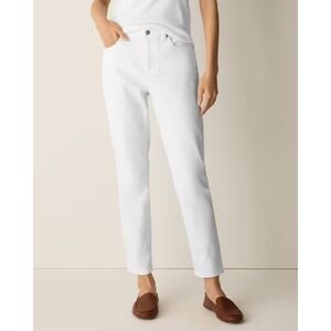 Eileen Fisher Womens White Organic Cotton Stretch Skinny Jeans Size 8